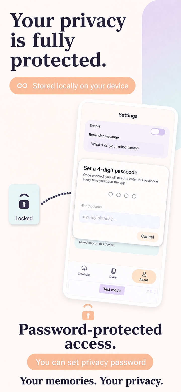 Shanti Journal privacy password screen